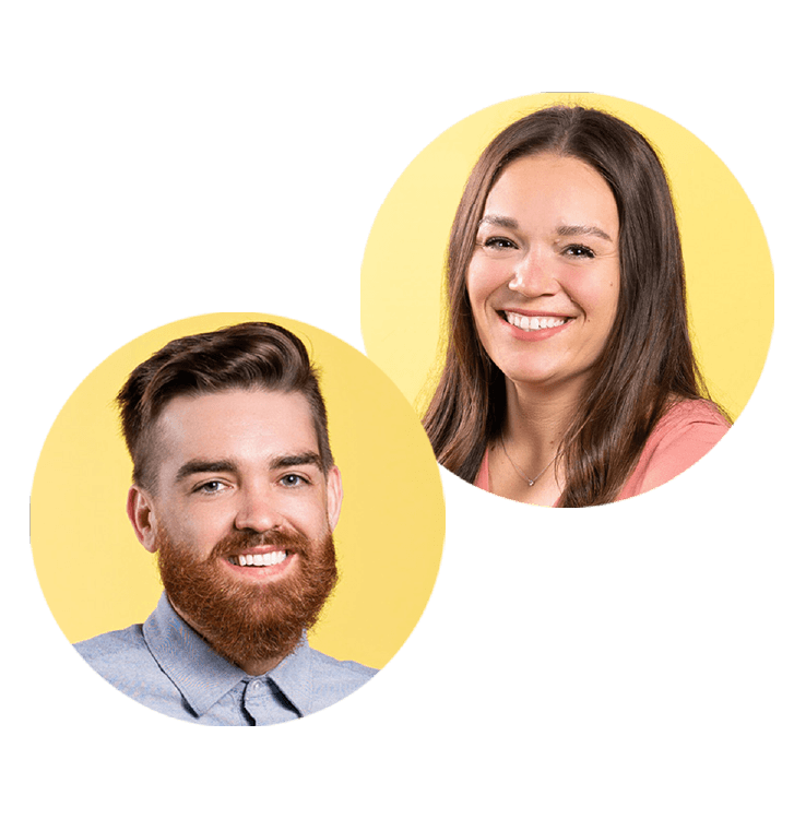 two Nutshell employees smile for the camera